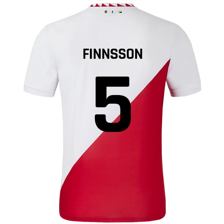 Enfant Football Maillot Kolbeinn Finnsson #5 Blanc Rouge Tenues Domicile 2024/25