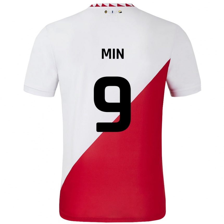 Enfant Football Maillot David Min #9 Blanc Rouge Tenues Domicile 2024/25