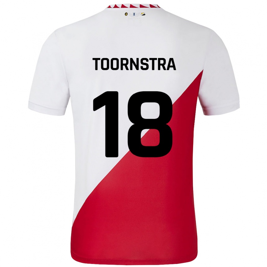 Enfant Football Maillot Jens Toornstra #18 Blanc Rouge Tenues Domicile 2024/25