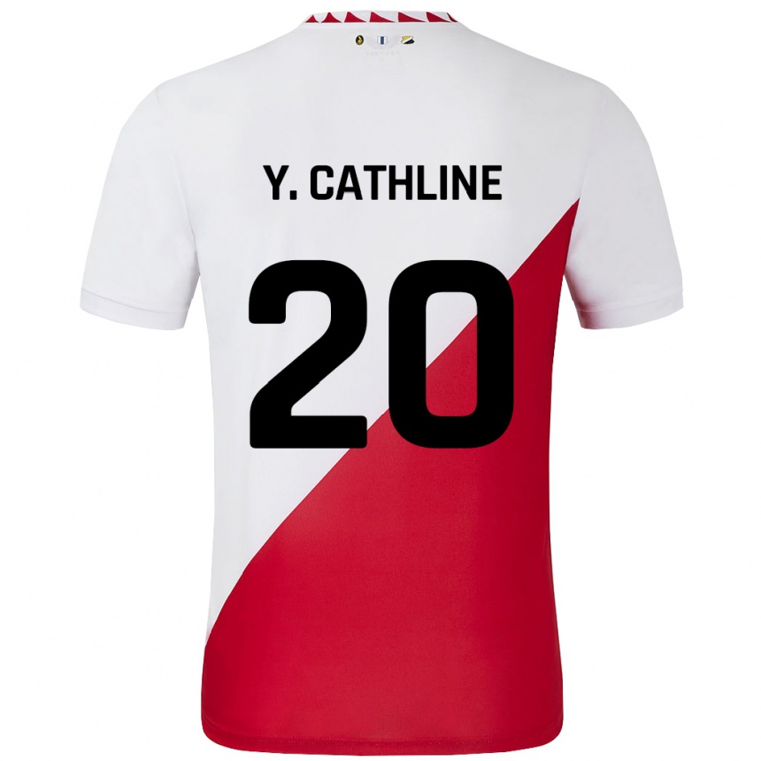 Enfant Football Maillot Yoann Cathline #20 Blanc Rouge Tenues Domicile 2024/25