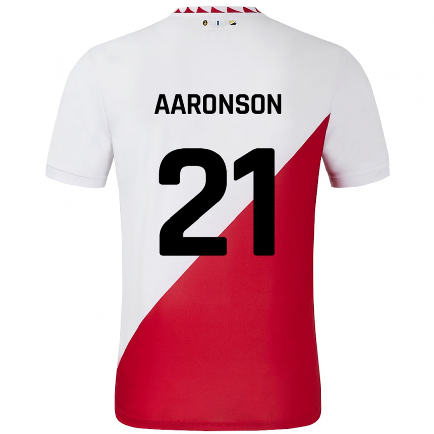 Enfant Football Maillot Paxten Aaronson #21 Blanc Rouge Tenues Domicile 2024/25