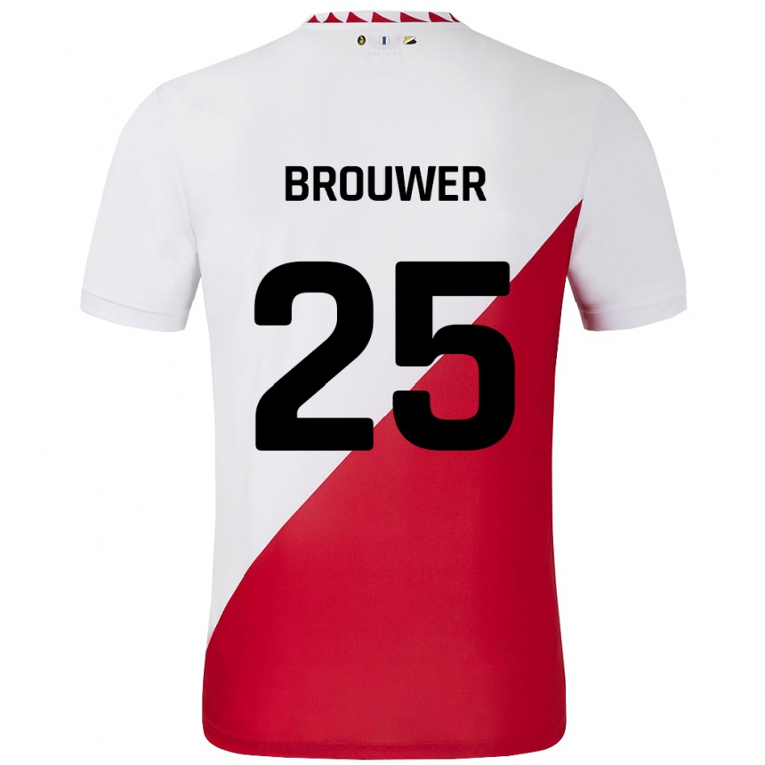 Enfant Football Maillot Michael Brouwer #25 Blanc Rouge Tenues Domicile 2024/25