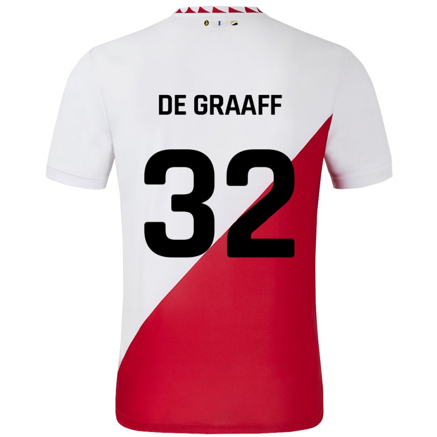 Enfant Football Maillot Tom De Graaff #32 Blanc Rouge Tenues Domicile 2024/25