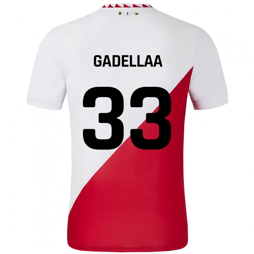 Enfant Football Maillot Kevin Gadellaa #33 Blanc Rouge Tenues Domicile 2024/25