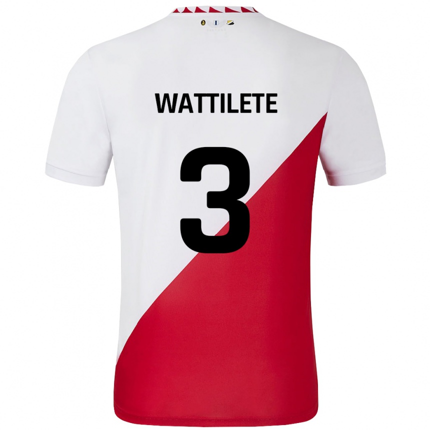 Enfant Football Maillot Julia Wattilete #3 Blanc Rouge Tenues Domicile 2024/25