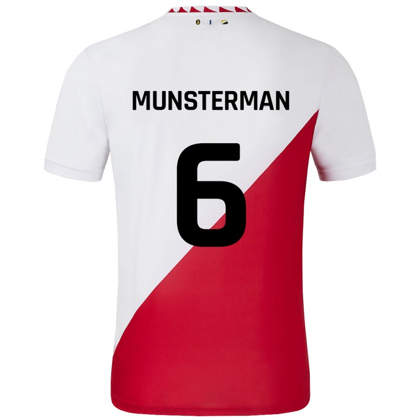 Enfant Football Maillot Marthe Munsterman #6 Blanc Rouge Tenues Domicile 2024/25