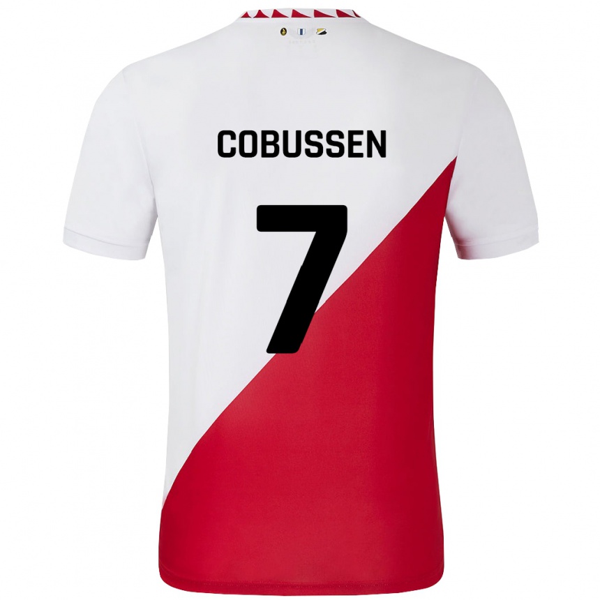 Enfant Football Maillot Sophie Cobussen #7 Blanc Rouge Tenues Domicile 2024/25