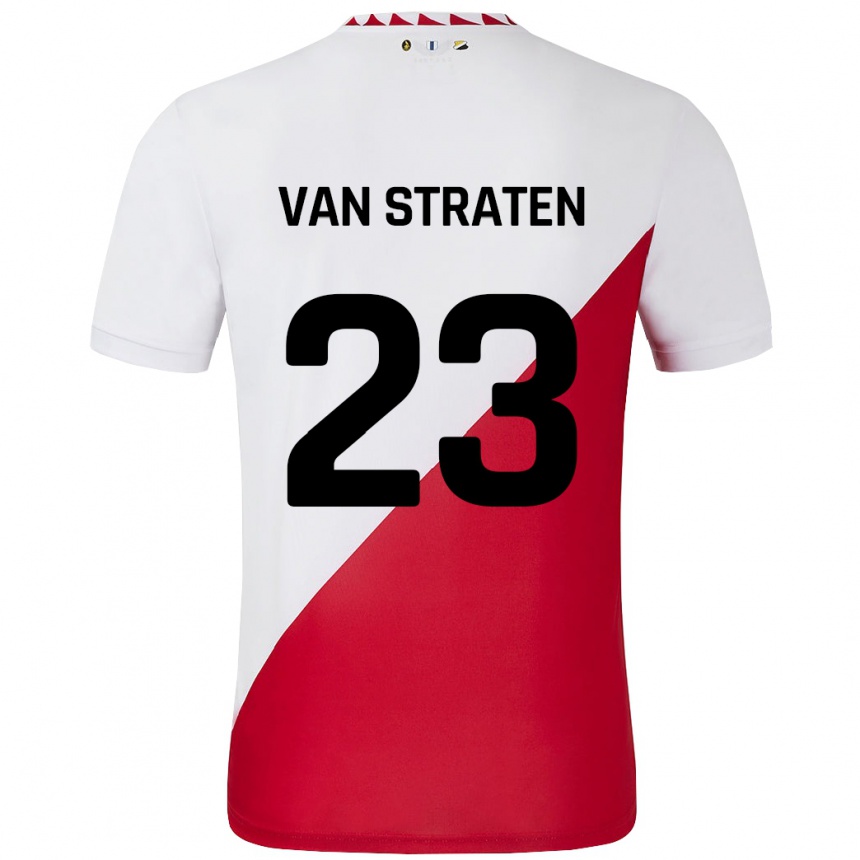 Enfant Football Maillot Dieke Van Straten #23 Blanc Rouge Tenues Domicile 2024/25