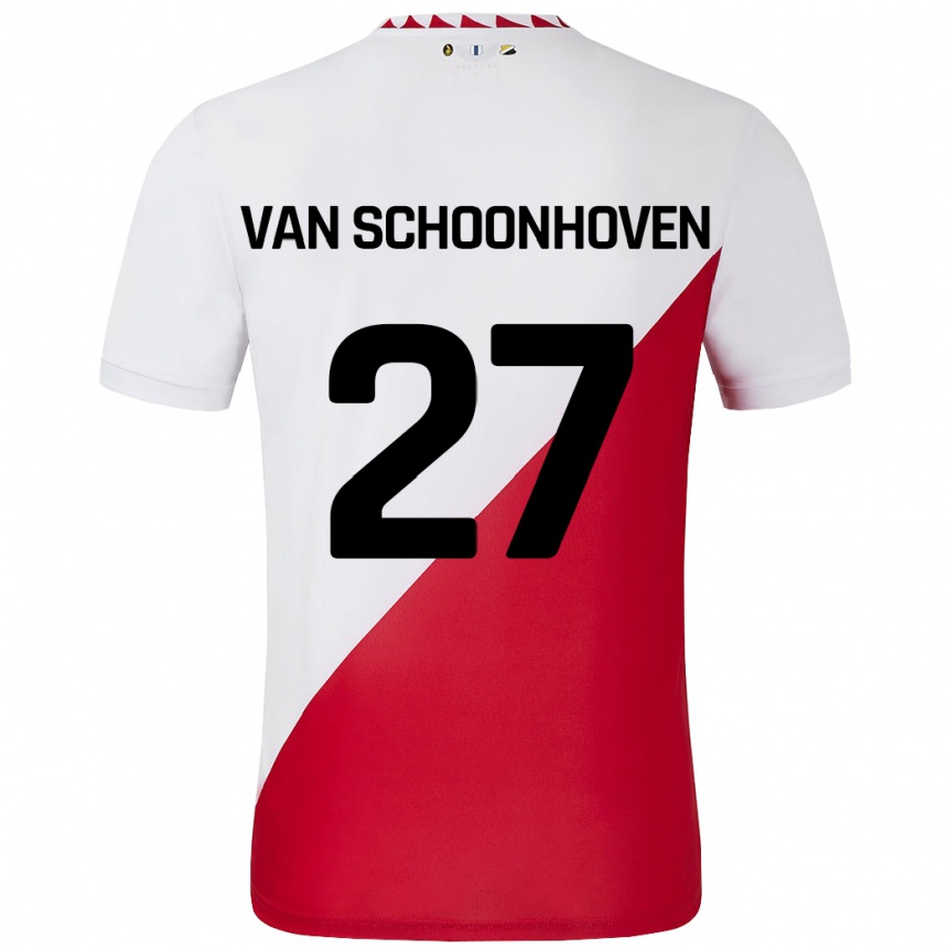 Enfant Football Maillot Nurija Van Schoonhoven #27 Blanc Rouge Tenues Domicile 2024/25