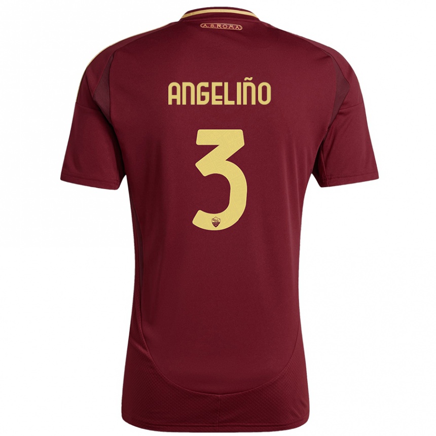 Enfant Football Maillot Angeliño #3 Rouge Brun Or Tenues Domicile 2024/25