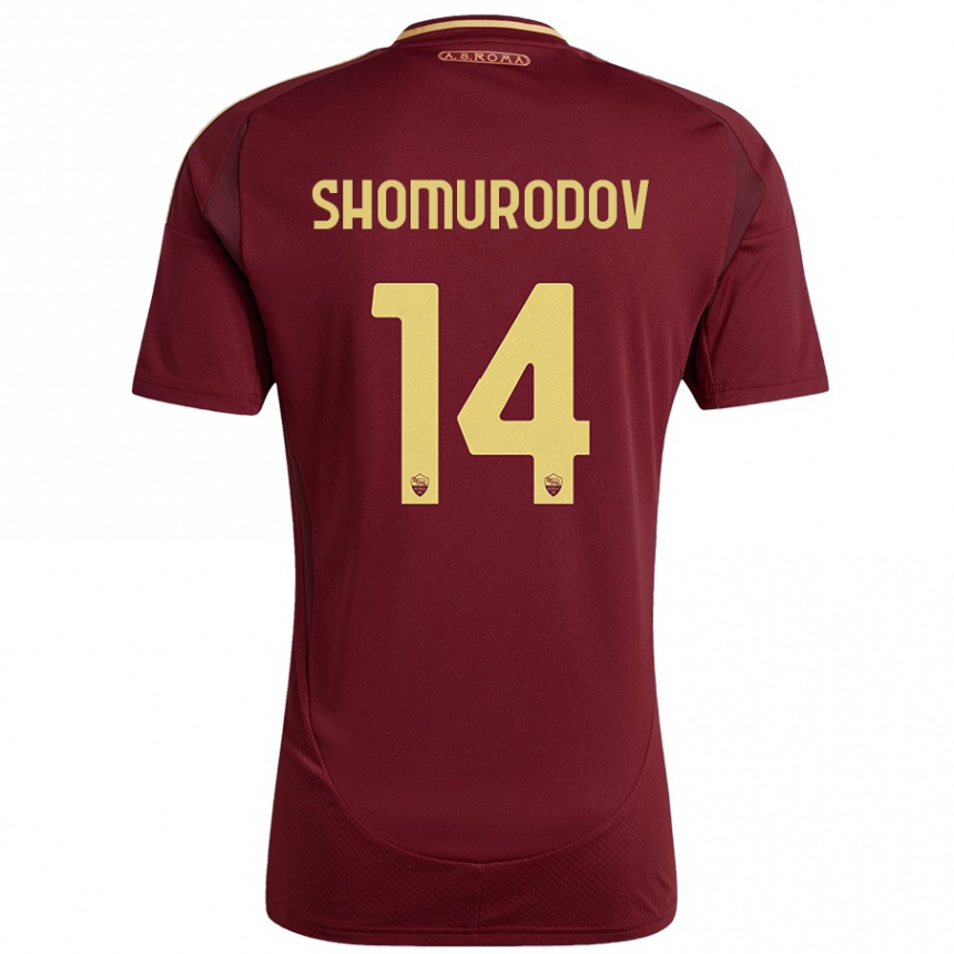 Enfant Football Maillot Eldor Shomurodov #14 Rouge Brun Or Tenues Domicile 2024/25