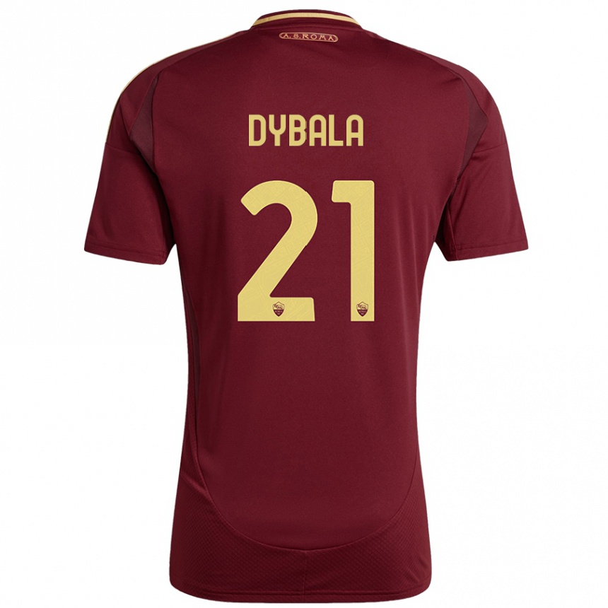 Enfant Football Maillot Paulo Dybala #21 Rouge Brun Or Tenues Domicile 2024/25