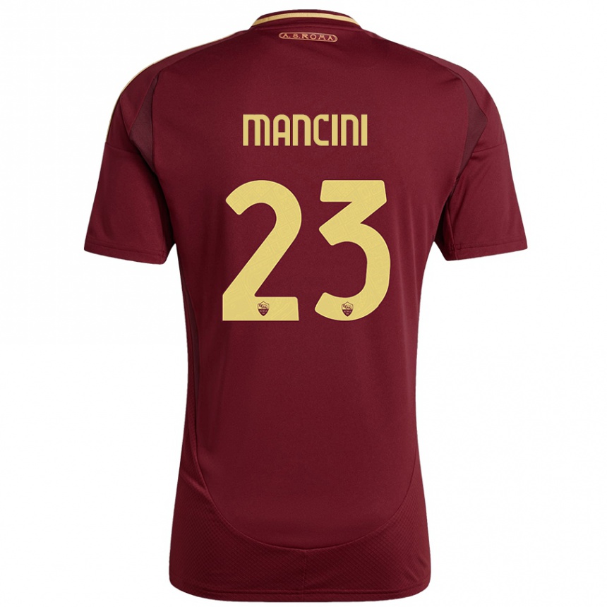 Enfant Football Maillot Gianluca Mancini #23 Rouge Brun Or Tenues Domicile 2024/25