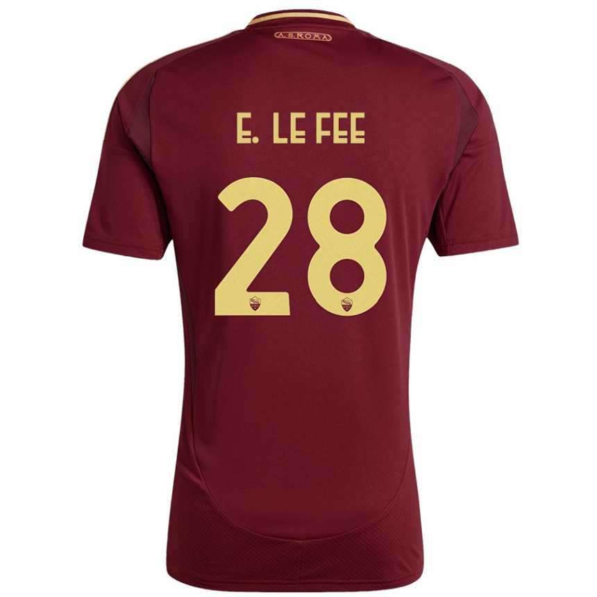 Enfant Football Maillot Enzo Le Fée #28 Rouge Brun Or Tenues Domicile 2024/25