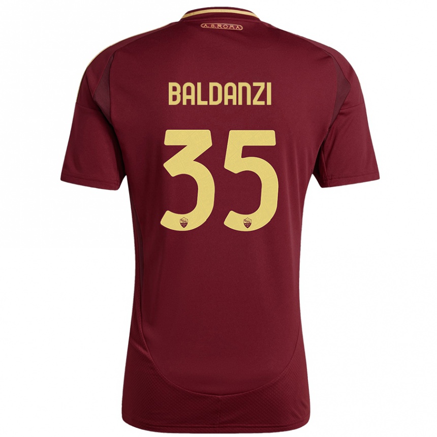 Enfant Football Maillot Tommaso Baldanzi #35 Rouge Brun Or Tenues Domicile 2024/25