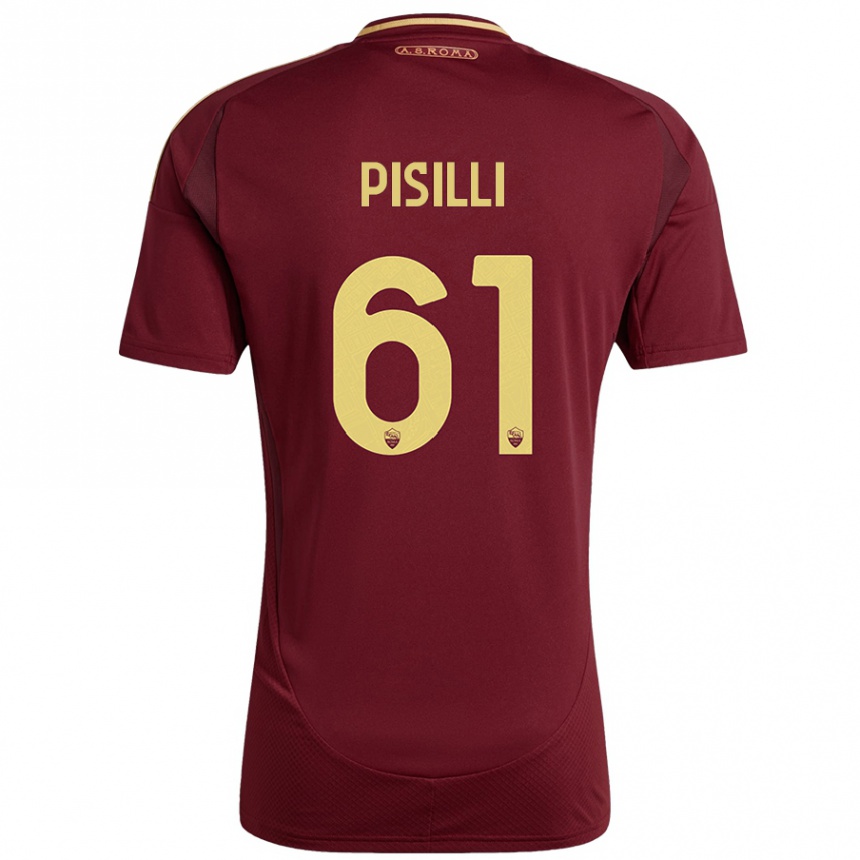 Enfant Football Maillot Niccolò Pisilli #61 Rouge Brun Or Tenues Domicile 2024/25