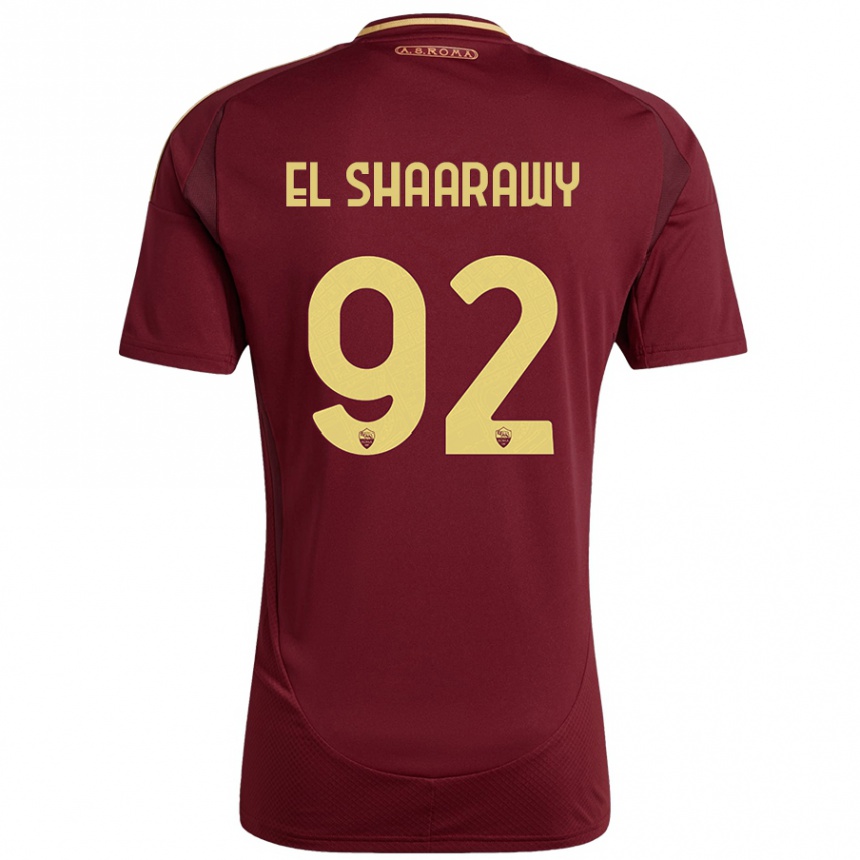 Enfant Football Maillot Stephan El Shaarawy #92 Rouge Brun Or Tenues Domicile 2024/25