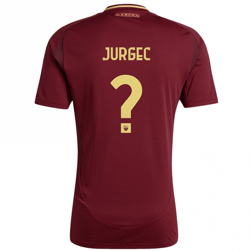 Enfant Football Maillot Jan Jurgec #0 Rouge Brun Or Tenues Domicile 2024/25