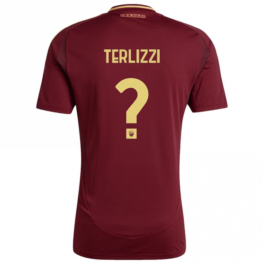 Enfant Football Maillot Federico Terlizzi #0 Rouge Brun Or Tenues Domicile 2024/25