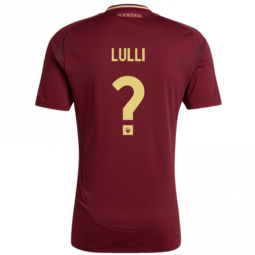 Enfant Football Maillot Emanuele Lulli #0 Rouge Brun Or Tenues Domicile 2024/25