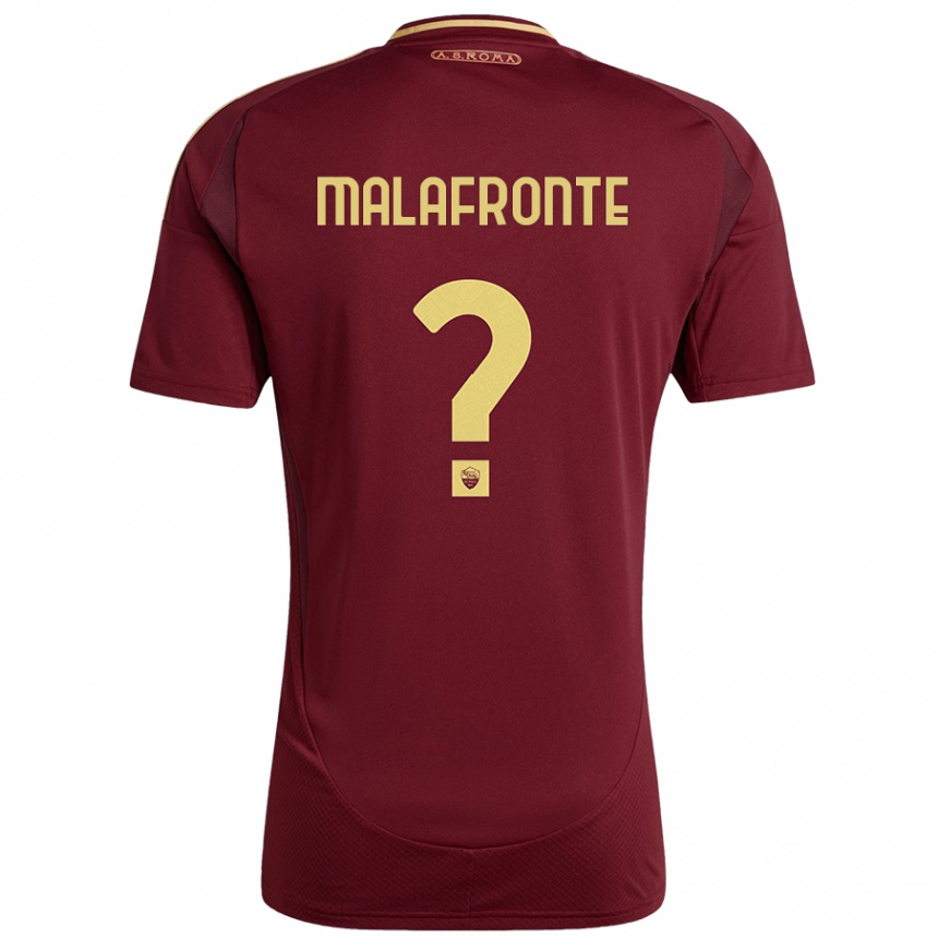 Enfant Football Maillot Matteo Malafronte #0 Rouge Brun Or Tenues Domicile 2024/25