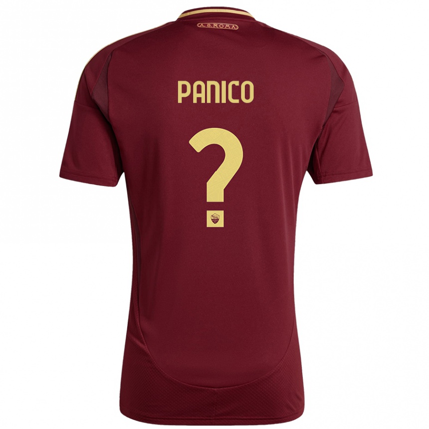 Enfant Football Maillot Francesco Panico #0 Rouge Brun Or Tenues Domicile 2024/25