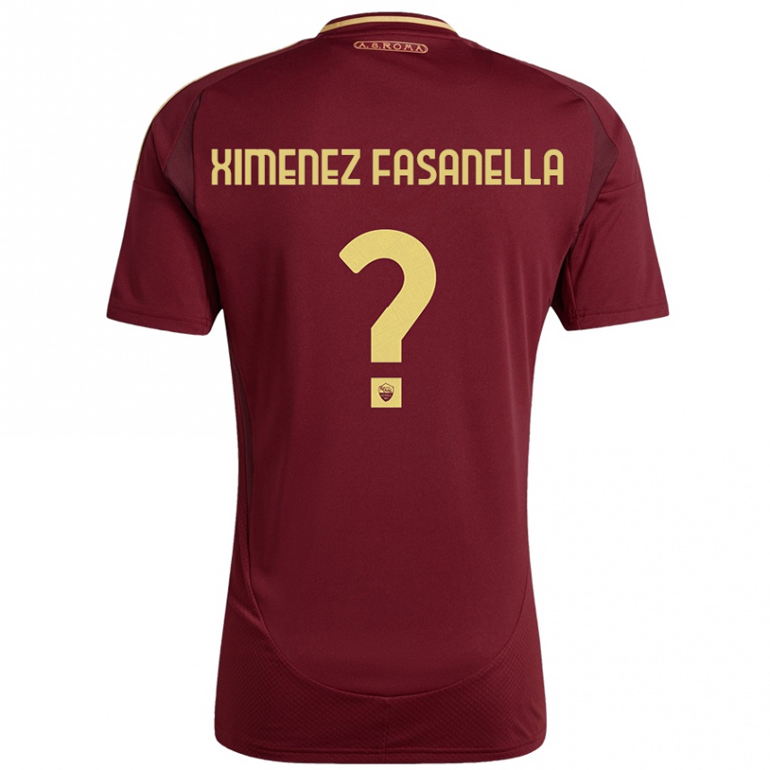 Enfant Football Maillot Rafael Ximenez Fasanella #0 Rouge Brun Or Tenues Domicile 2024/25