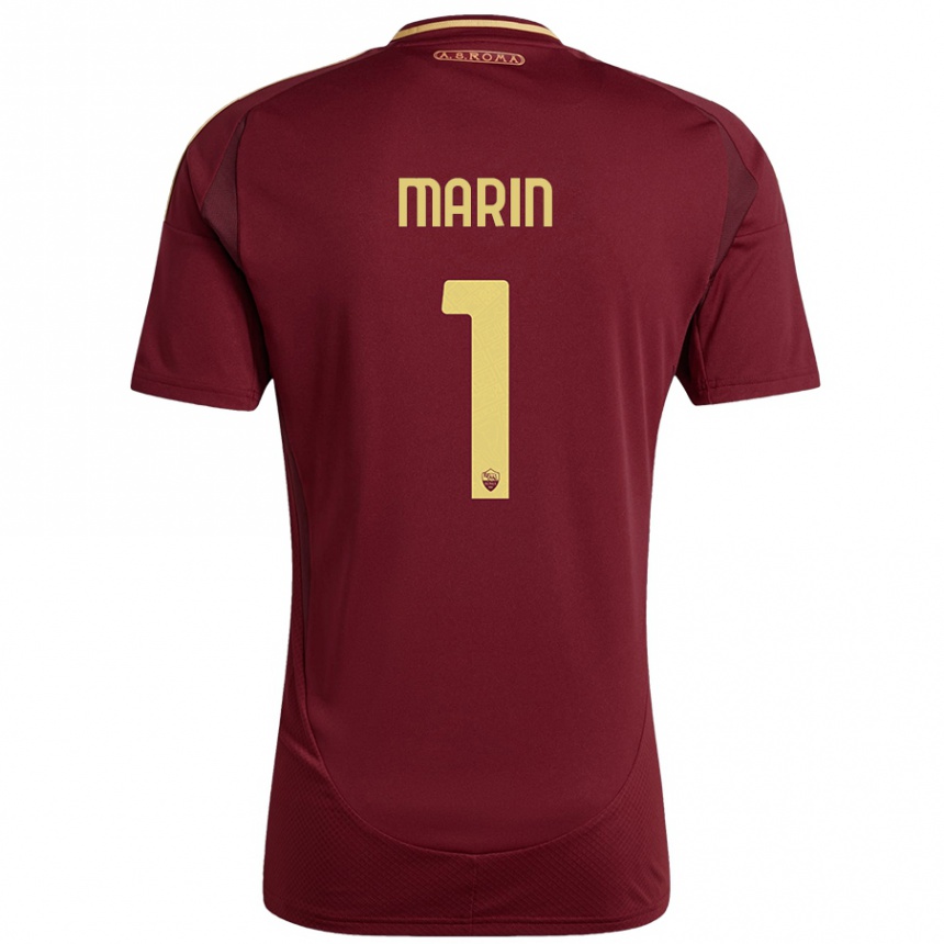 Enfant Football Maillot Renato Marin #1 Rouge Brun Or Tenues Domicile 2024/25