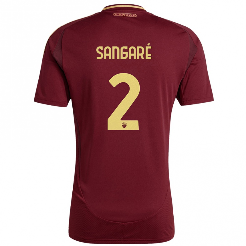 Enfant Football Maillot Buba Sangaré #2 Rouge Brun Or Tenues Domicile 2024/25