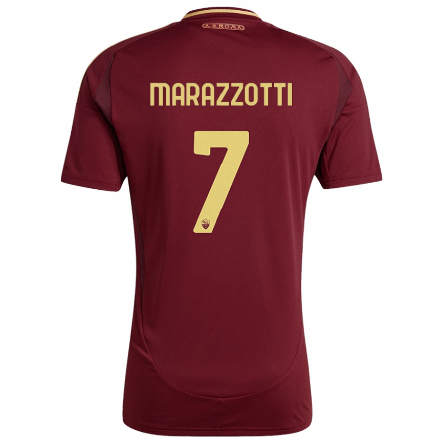 Enfant Football Maillot Fabrizio Marazzotti #7 Rouge Brun Or Tenues Domicile 2024/25