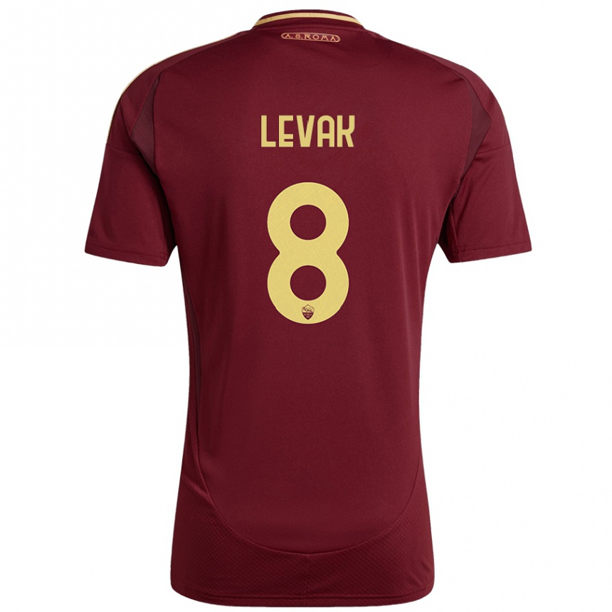 Enfant Football Maillot Sergej Levak #8 Rouge Brun Or Tenues Domicile 2024/25