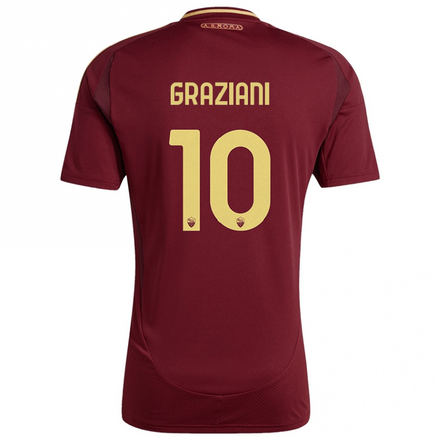 Enfant Football Maillot Leonardo Graziani #10 Rouge Brun Or Tenues Domicile 2024/25