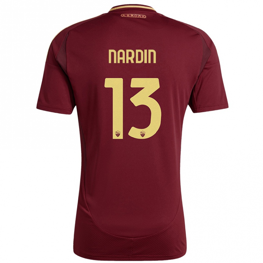 Enfant Football Maillot Federico Nardin #13 Rouge Brun Or Tenues Domicile 2024/25