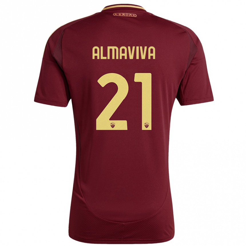 Enfant Football Maillot Mattia Almaviva #21 Rouge Brun Or Tenues Domicile 2024/25