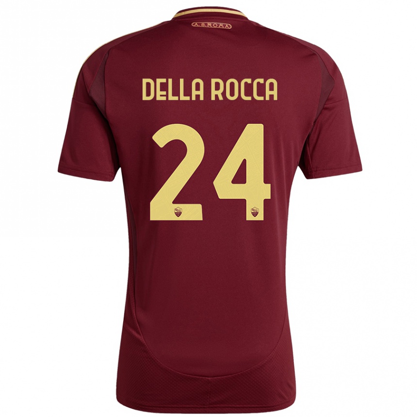 Enfant Football Maillot Mattia Della Rocca #24 Rouge Brun Or Tenues Domicile 2024/25