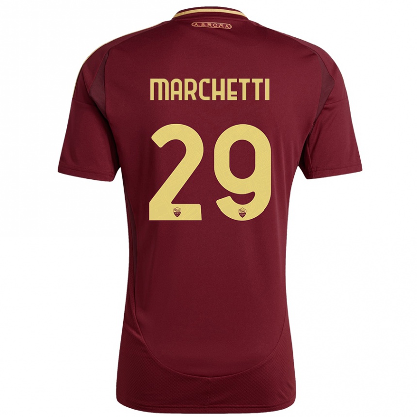 Enfant Football Maillot Tommaso Marchetti #29 Rouge Brun Or Tenues Domicile 2024/25