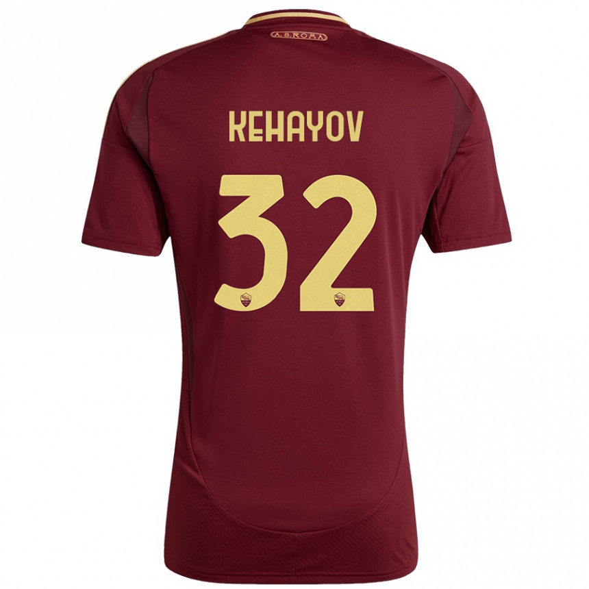 Enfant Football Maillot Atanas Kehayov #32 Rouge Brun Or Tenues Domicile 2024/25