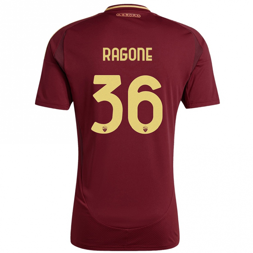 Enfant Football Maillot Diego Ragone #36 Rouge Brun Or Tenues Domicile 2024/25