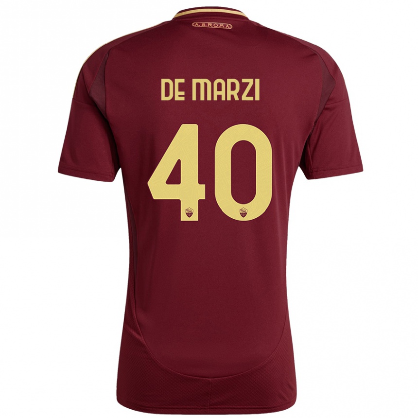 Enfant Football Maillot Giorgio De Marzi #40 Rouge Brun Or Tenues Domicile 2024/25