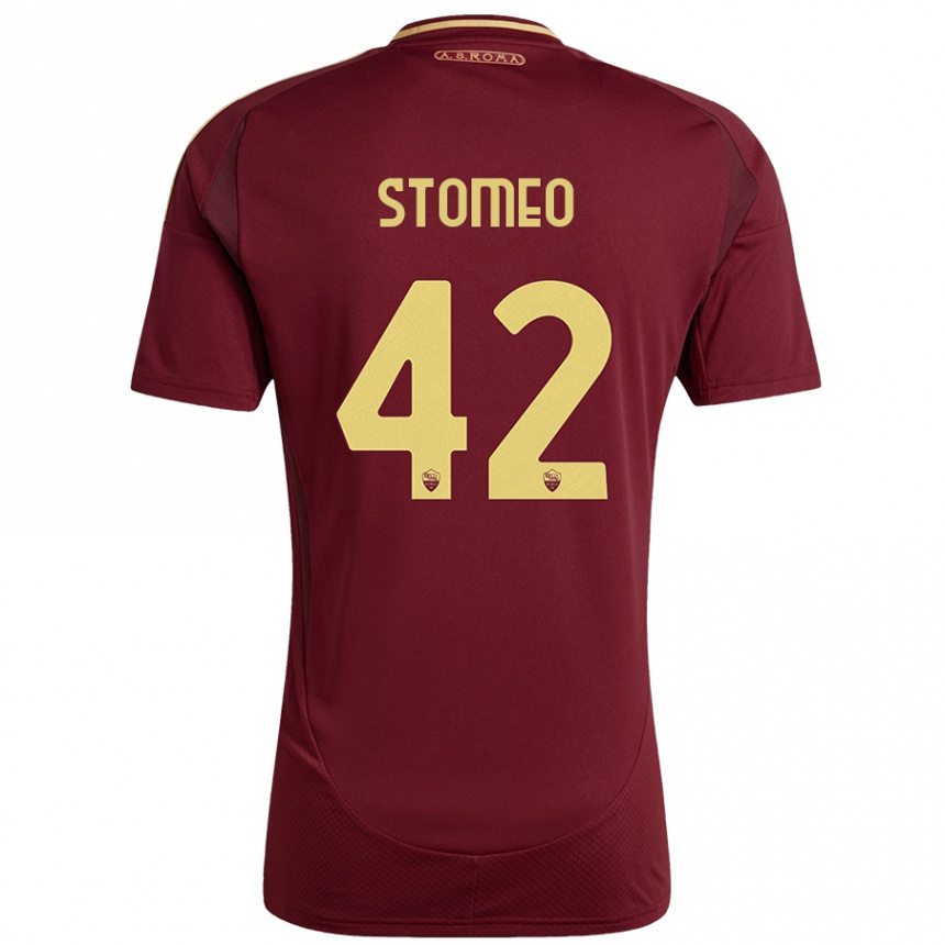 Enfant Football Maillot Giorgio Stomeo #42 Rouge Brun Or Tenues Domicile 2024/25