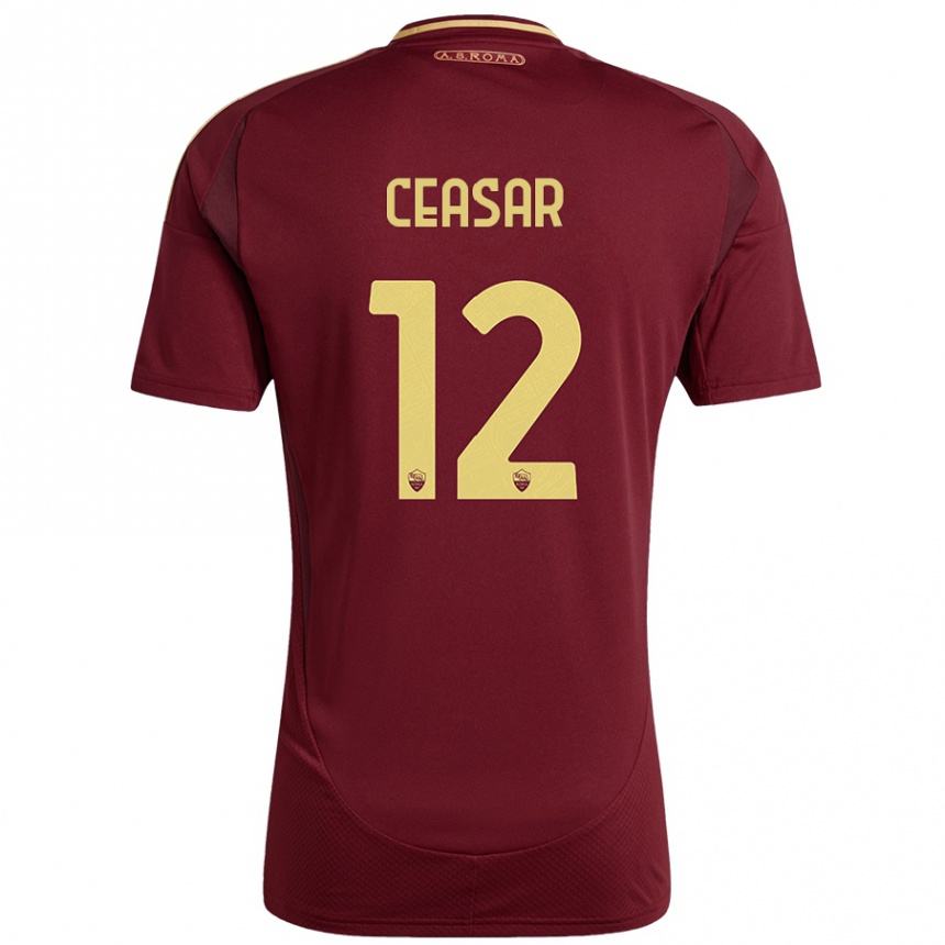 Enfant Football Maillot Camelia Ceasar #12 Rouge Brun Or Tenues Domicile 2024/25