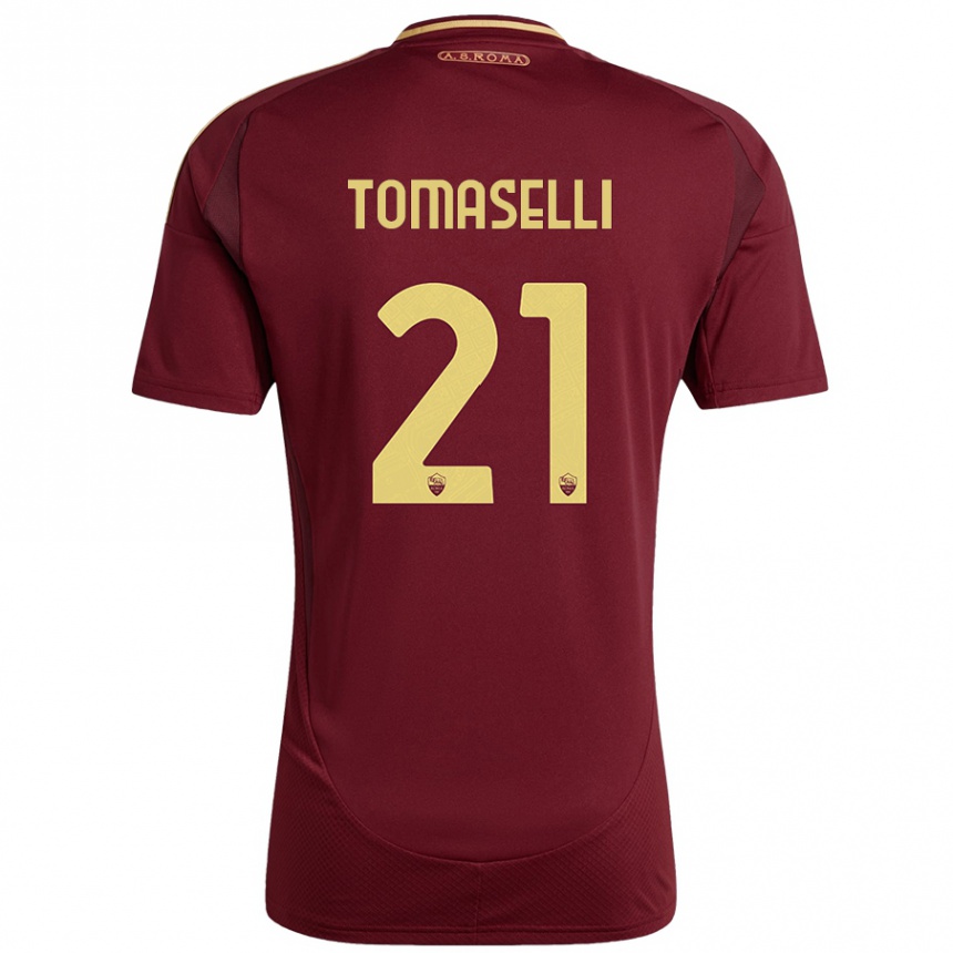 Enfant Football Maillot Martina Tomaselli #21 Rouge Brun Or Tenues Domicile 2024/25