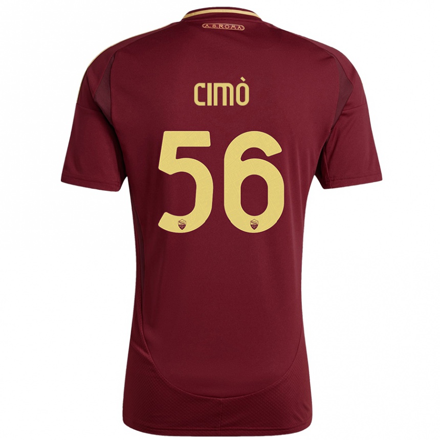 Enfant Football Maillot Giada Cimò #56 Rouge Brun Or Tenues Domicile 2024/25