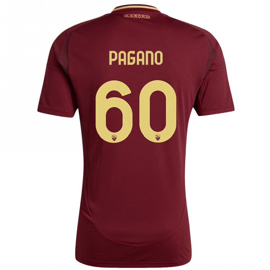 Enfant Football Maillot Riccardo Pagano #60 Rouge Brun Or Tenues Domicile 2024/25