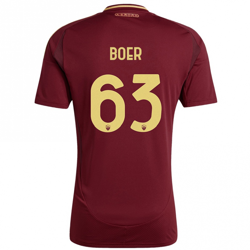 Enfant Football Maillot Pietro Boer #63 Rouge Brun Or Tenues Domicile 2024/25