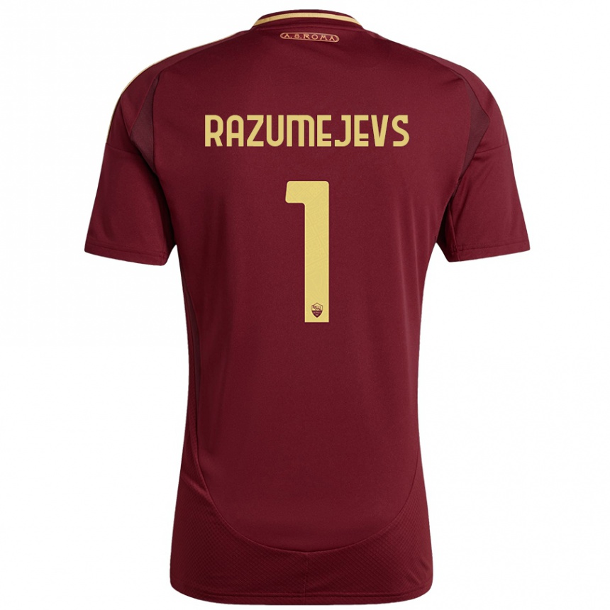 Enfant Football Maillot Vladislavs Razumejevs #1 Rouge Brun Or Tenues Domicile 2024/25