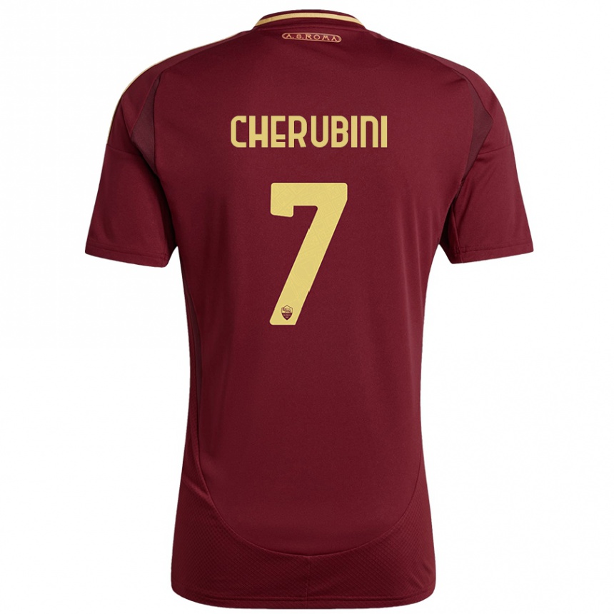 Enfant Football Maillot Luigi Cherubini #7 Rouge Brun Or Tenues Domicile 2024/25