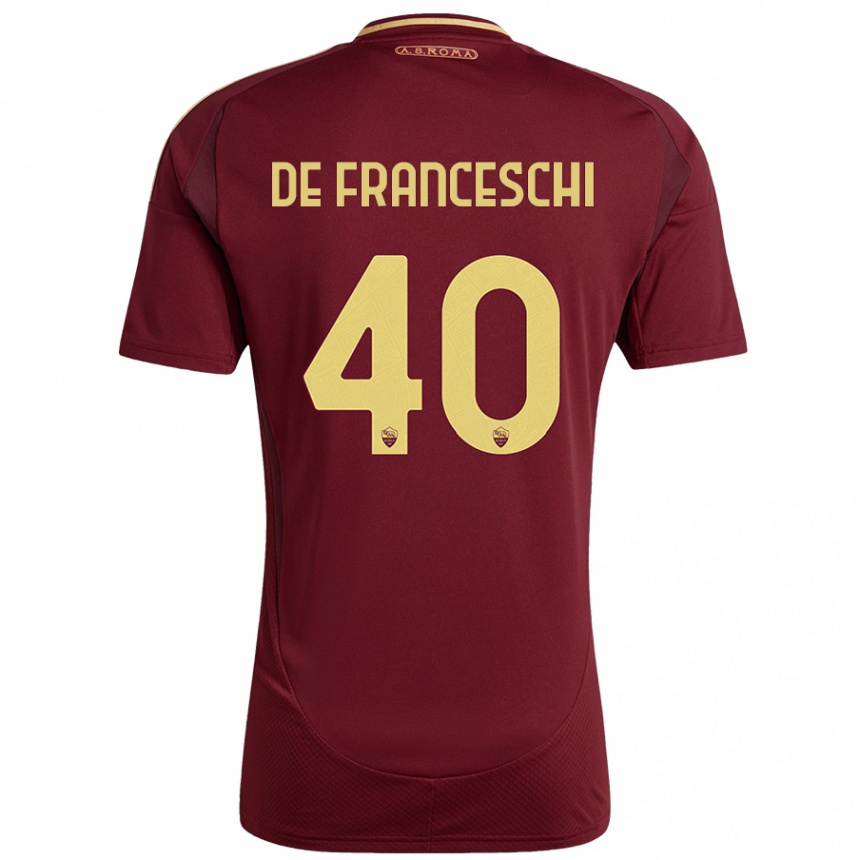 Enfant Football Maillot Leonardo De Franceschi #40 Rouge Brun Or Tenues Domicile 2024/25