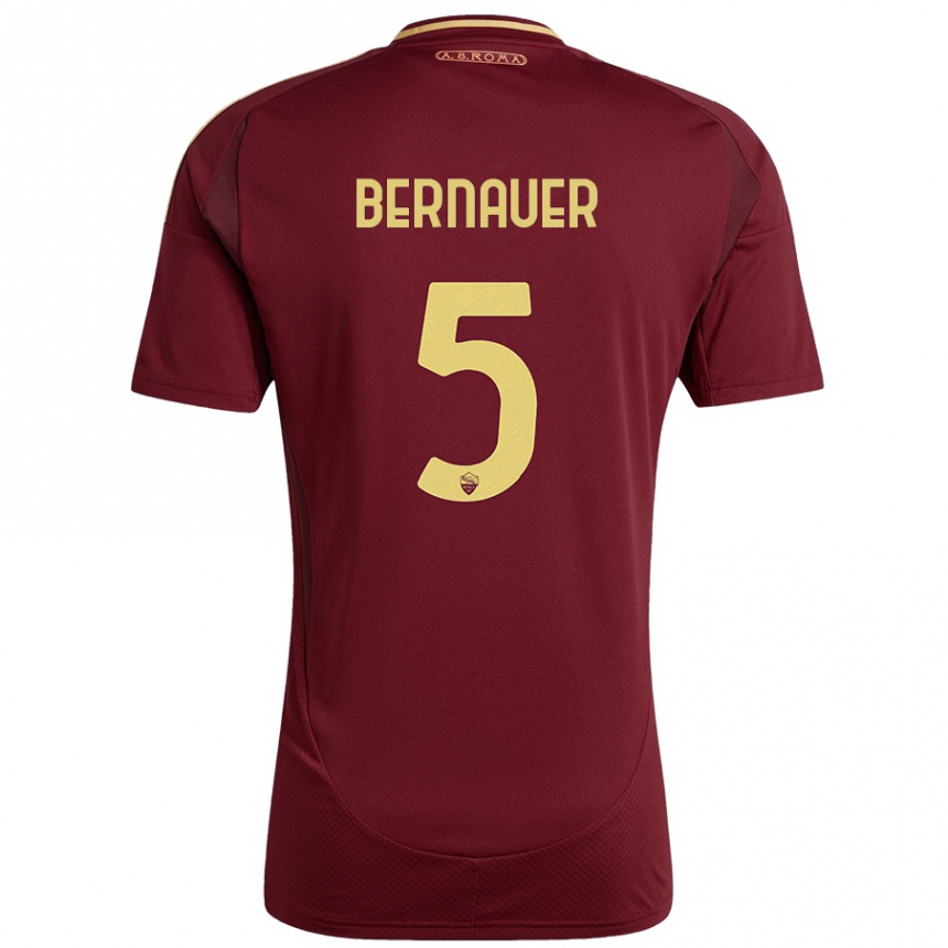 Enfant Football Maillot Vanessa Bernauer #5 Rouge Brun Or Tenues Domicile 2024/25