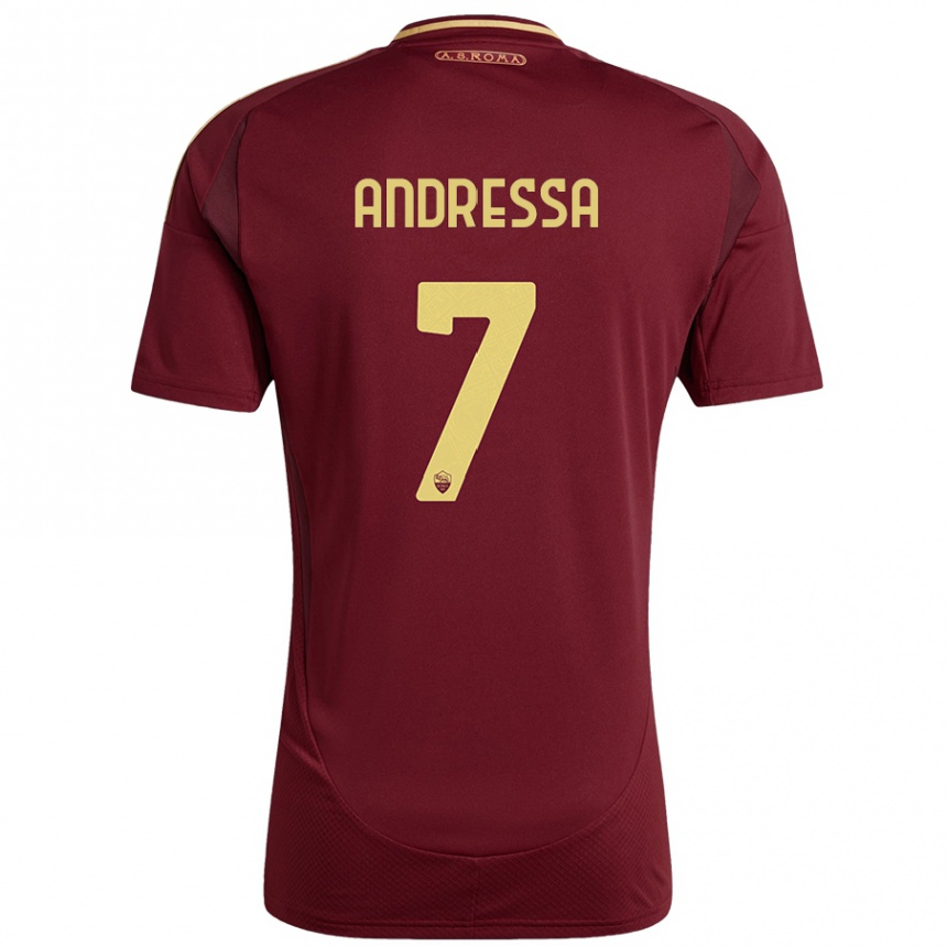 Enfant Football Maillot Andressa #7 Rouge Brun Or Tenues Domicile 2024/25